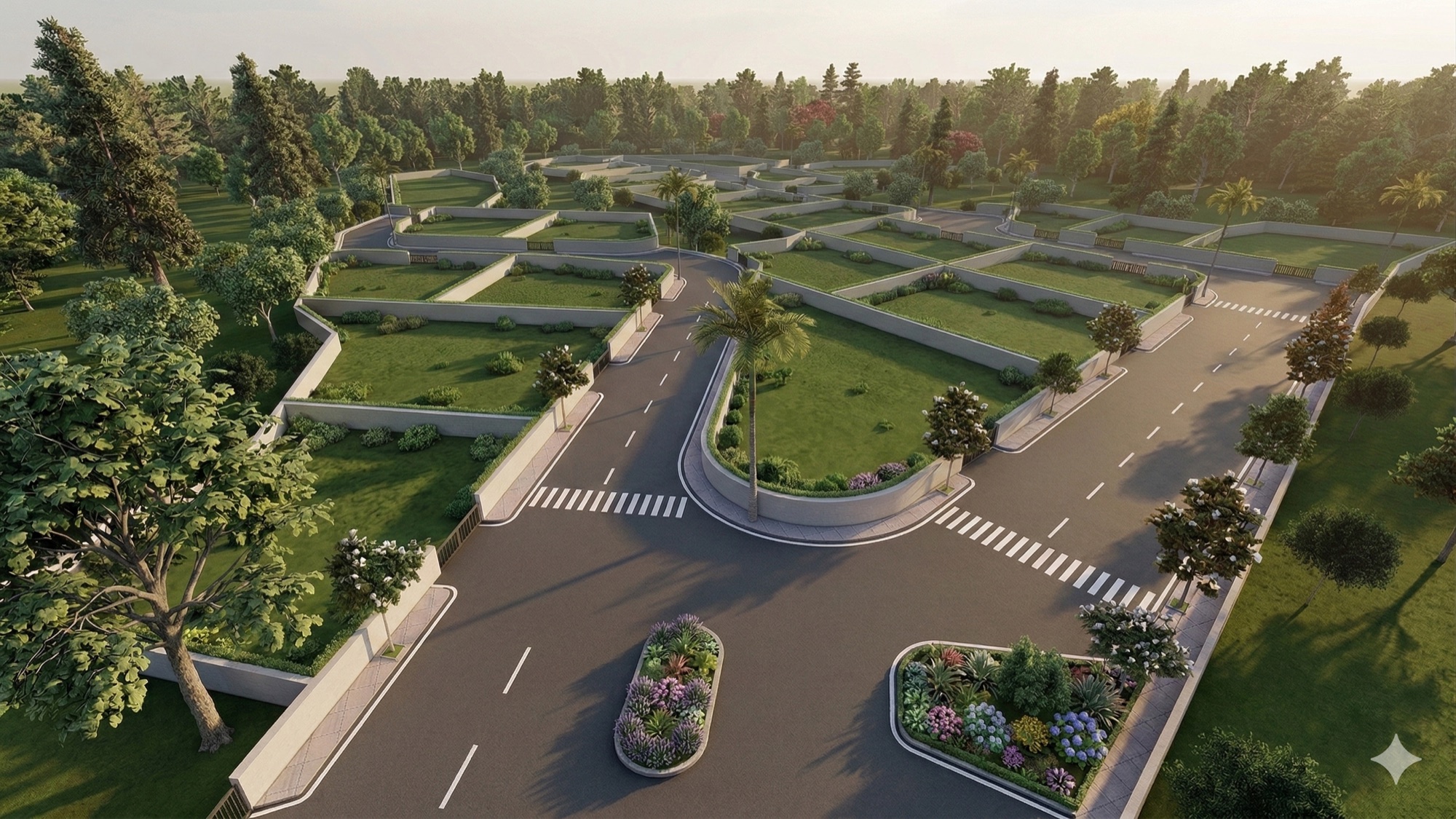 Aerial render of the Alve Green Vista plotted layout in Janavali